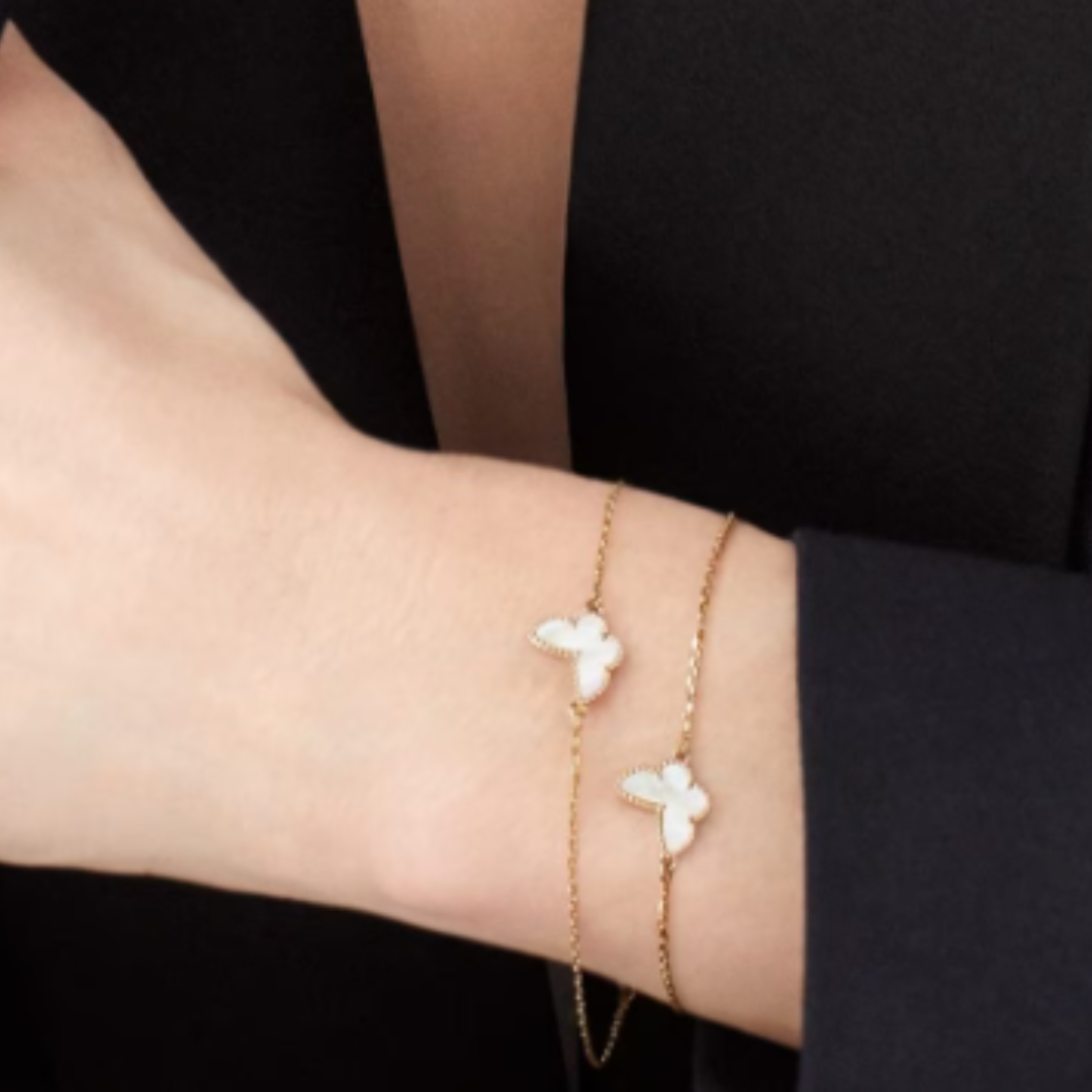 Bernstein Schmetterling Armband - Gold