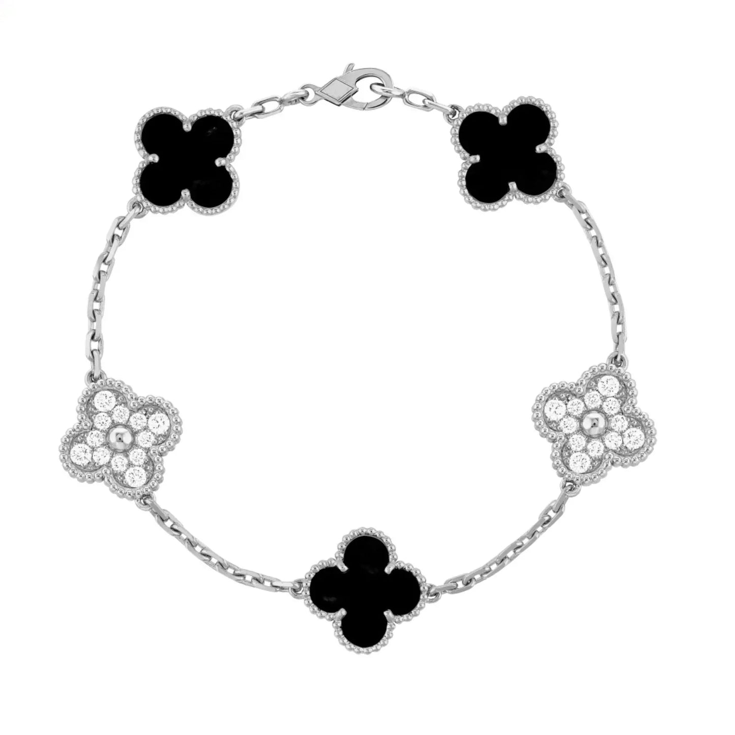 Bernsteinarmband - Silber / Schwarzer Diamant