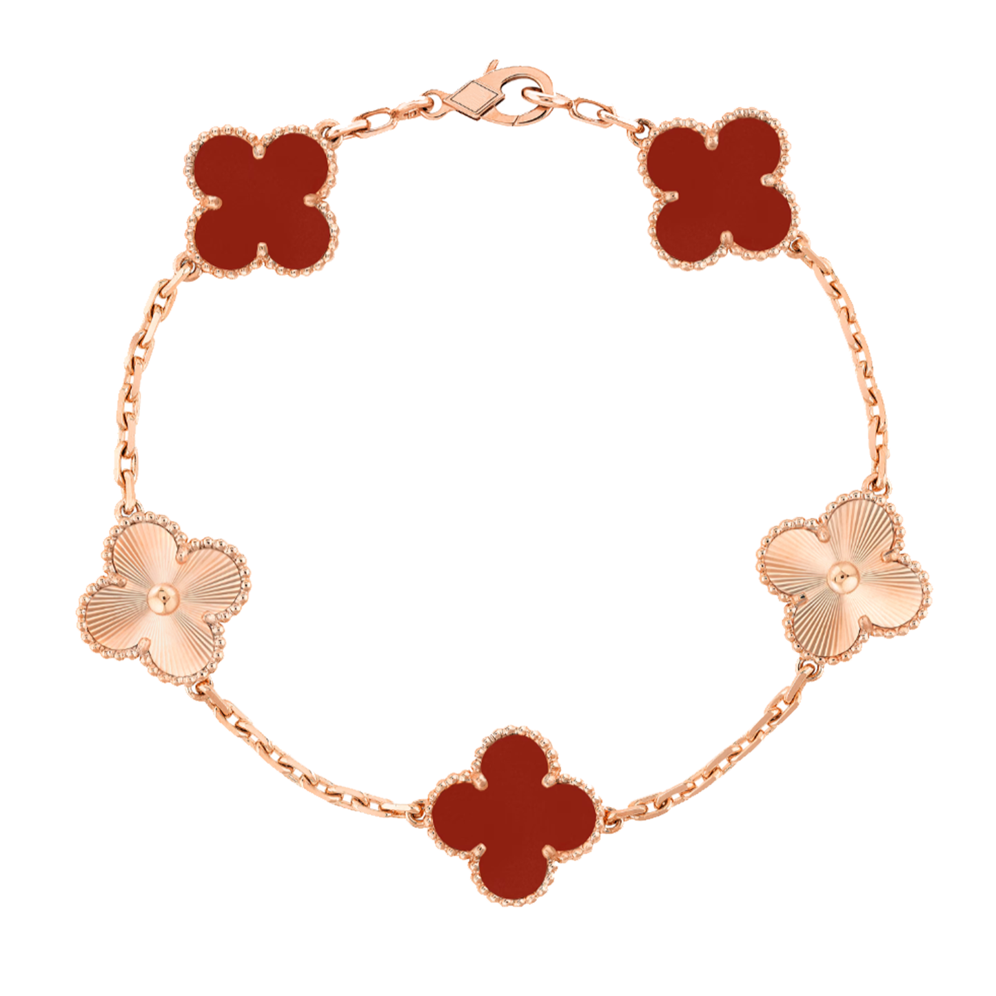Bernsteinarmband - Roségold / Rotes Muster