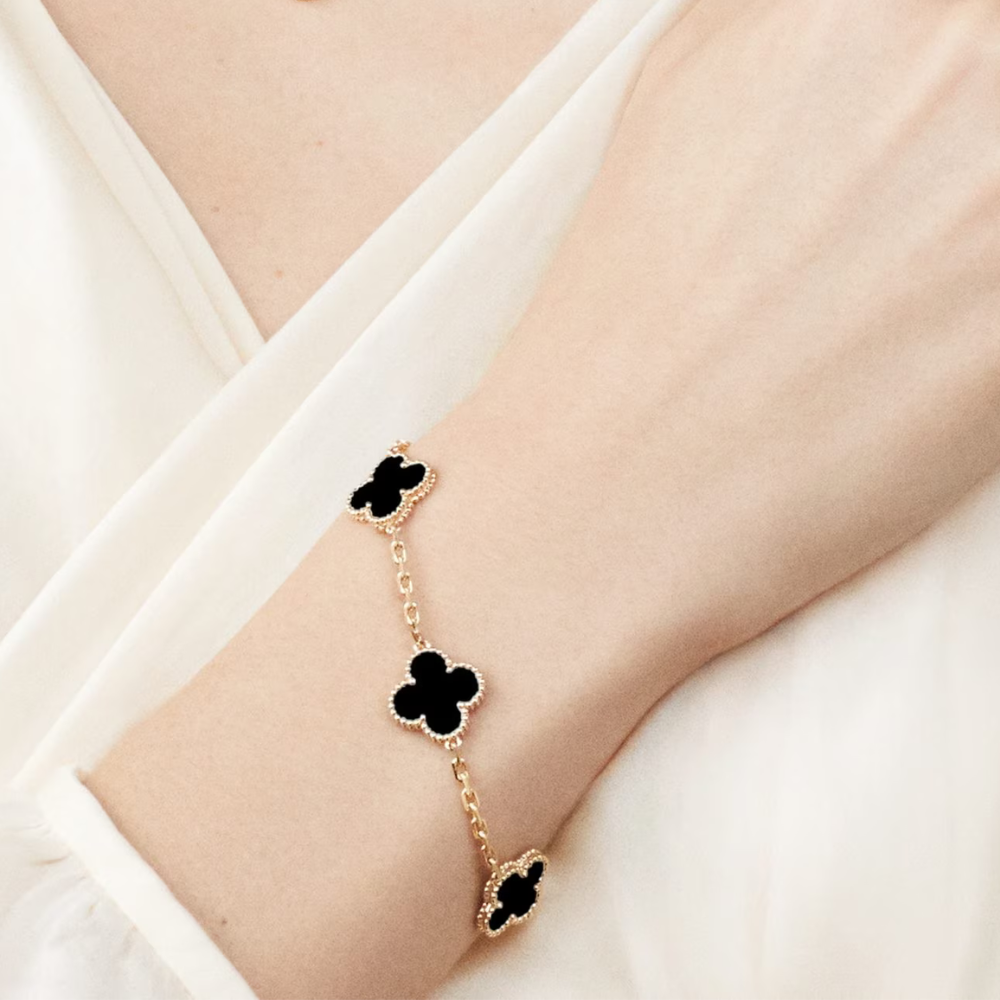 Bernsteinarmband - Gold / Schwarz