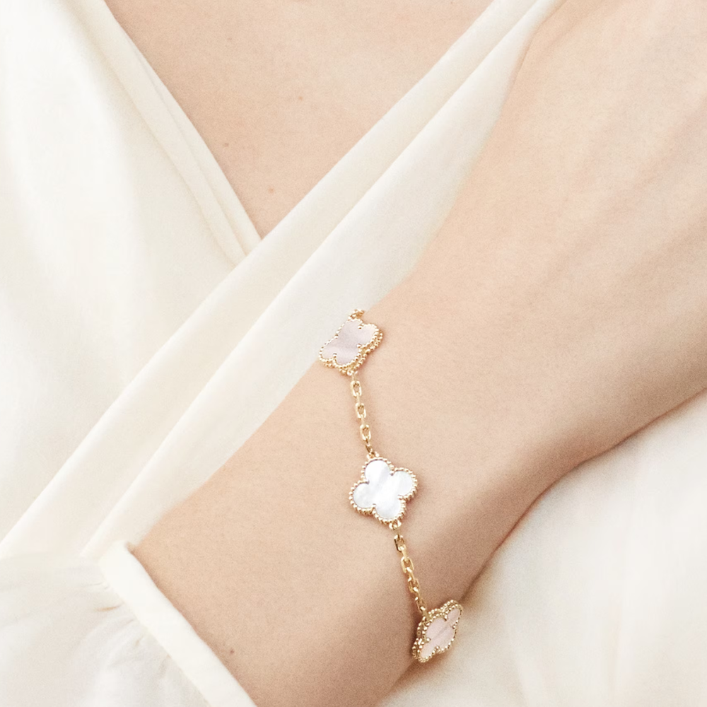 Bernsteinarmband - Gold / Weiß