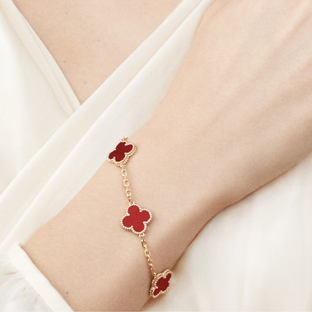 Bernsteinarmband - Gold / Rot