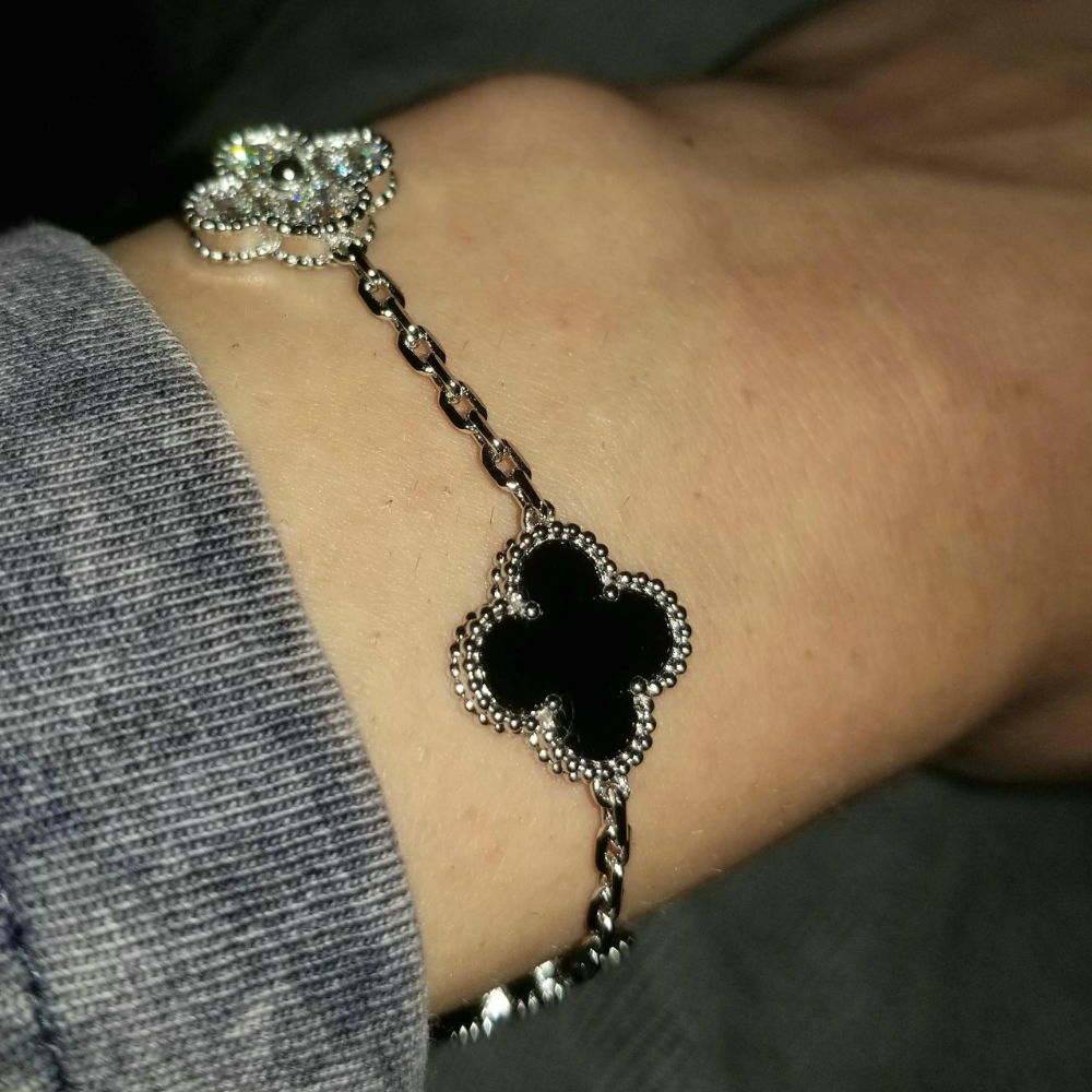 Bernsteinarmband - Silber / Schwarzer Diamant