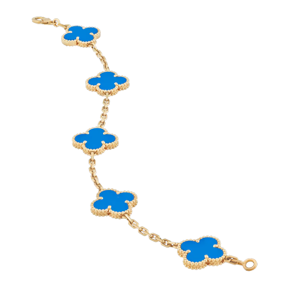 Bernsteinarmband - Gold / Blau