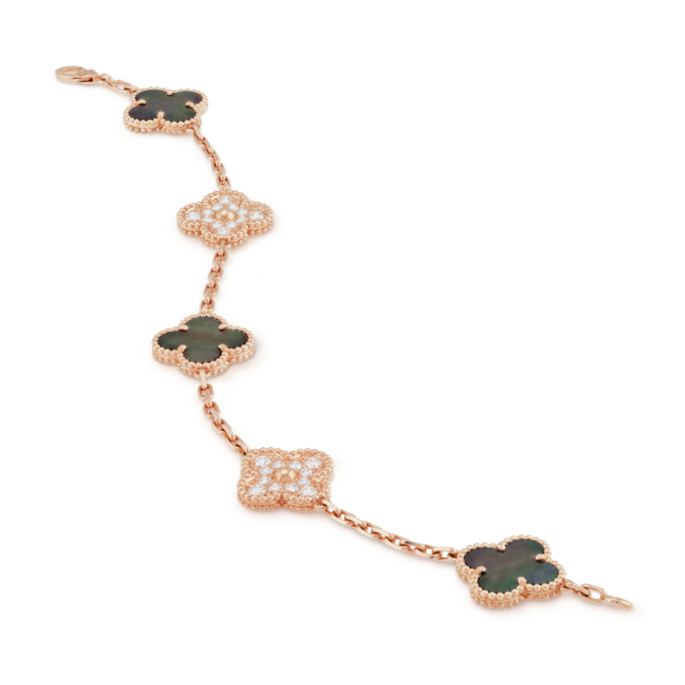 Bernsteinarmband - Roségold / Schwarzer Diamant