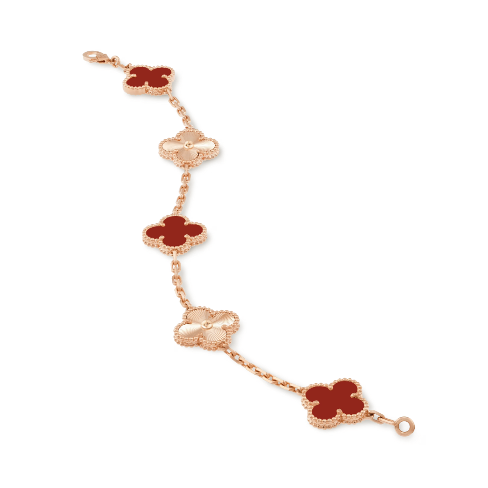 Bernsteinarmband - Roségold / Rotes Muster