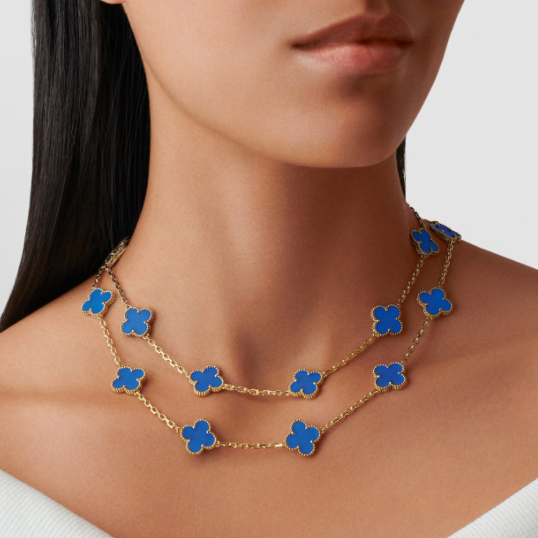 Coki Lange Melli Halskette - Blau / Gold