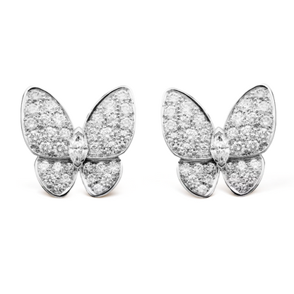 Bernstein Schmetterling Ohrringe - Diamant / Silber