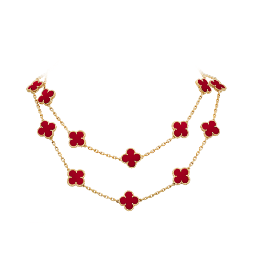 Coki Lange Melli Halskette - Rot / Gold