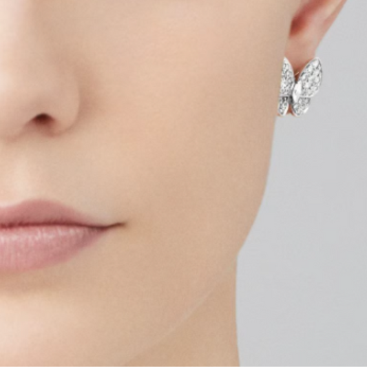 Bernstein Schmetterling Ohrringe - Diamant / Silber