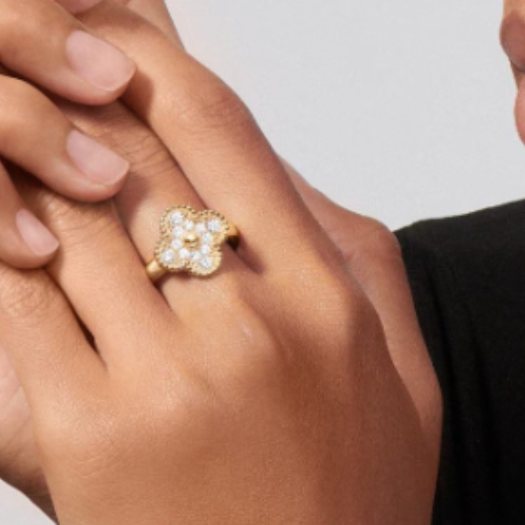 Bernsteinring - Diamant / Gold