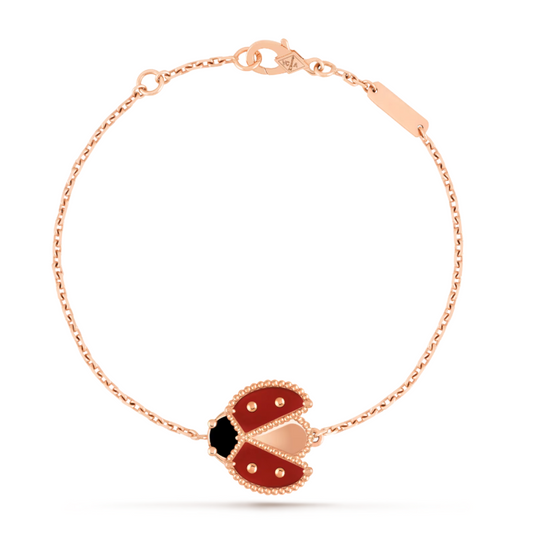 Bernstein Marienkäfer Armband - Rose