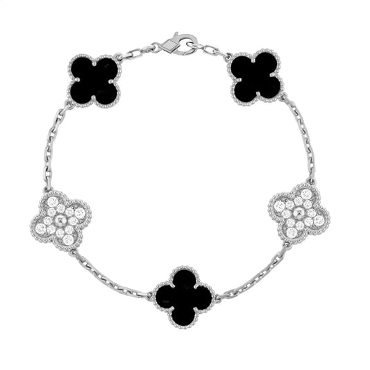 Bernsteinarmband - Silber / Schwarzer Diamant