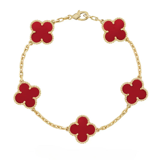Bernsteinarmband - Gold / Rot