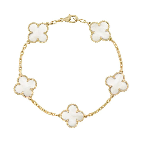 Bernsteinarmband - Gold / Weiß