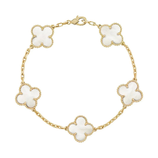 Bernsteinarmband - Gold / Weiß
