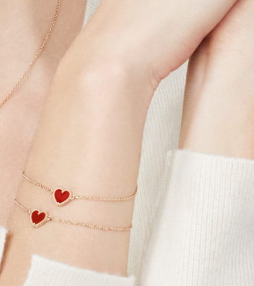 Bernstein Herz Armband - Rose