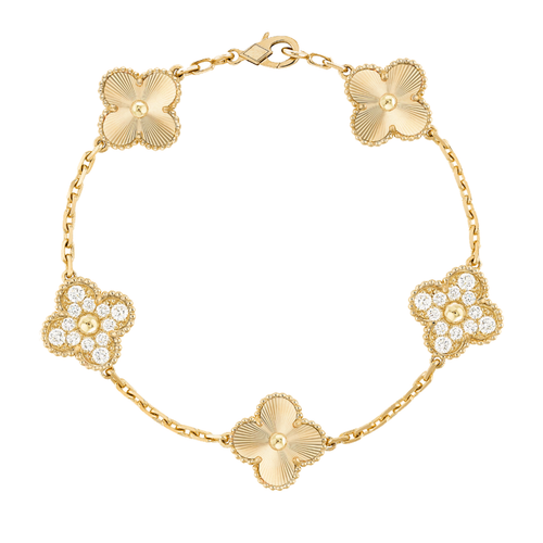 Bernsteinarmband - Gold / Rautenmuster
