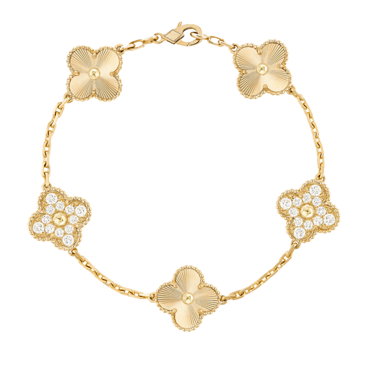 Bernsteinarmband - Gold / Rautenmuster