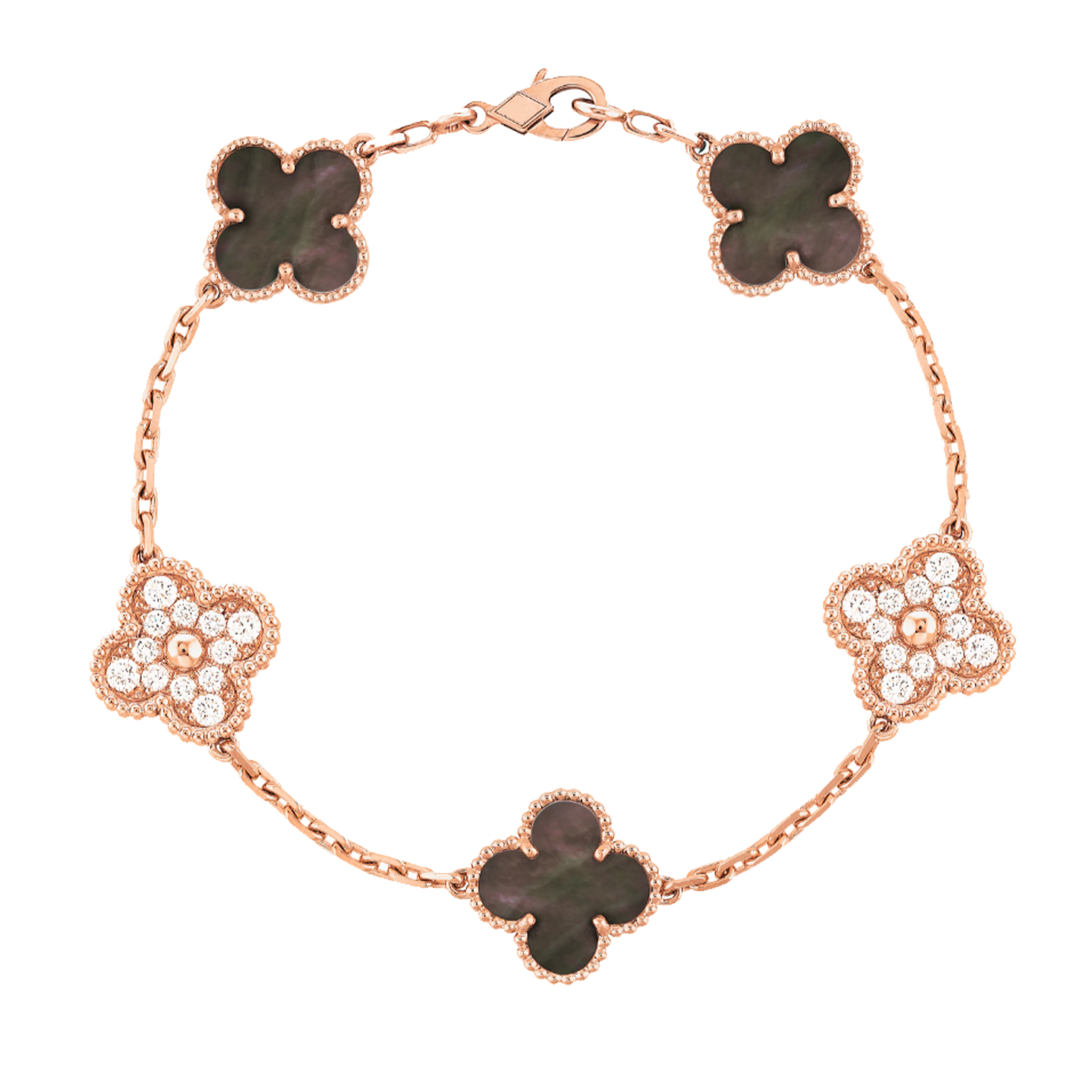 Bernsteinarmband - Roségold / Schwarzer Diamant