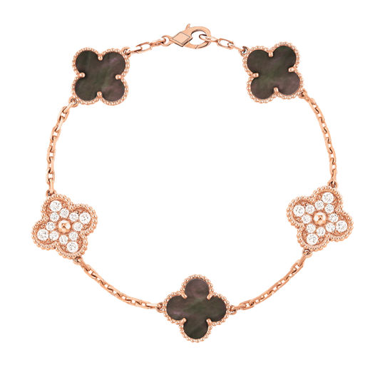 Bernsteinarmband - Roségold / Schwarzer Diamant