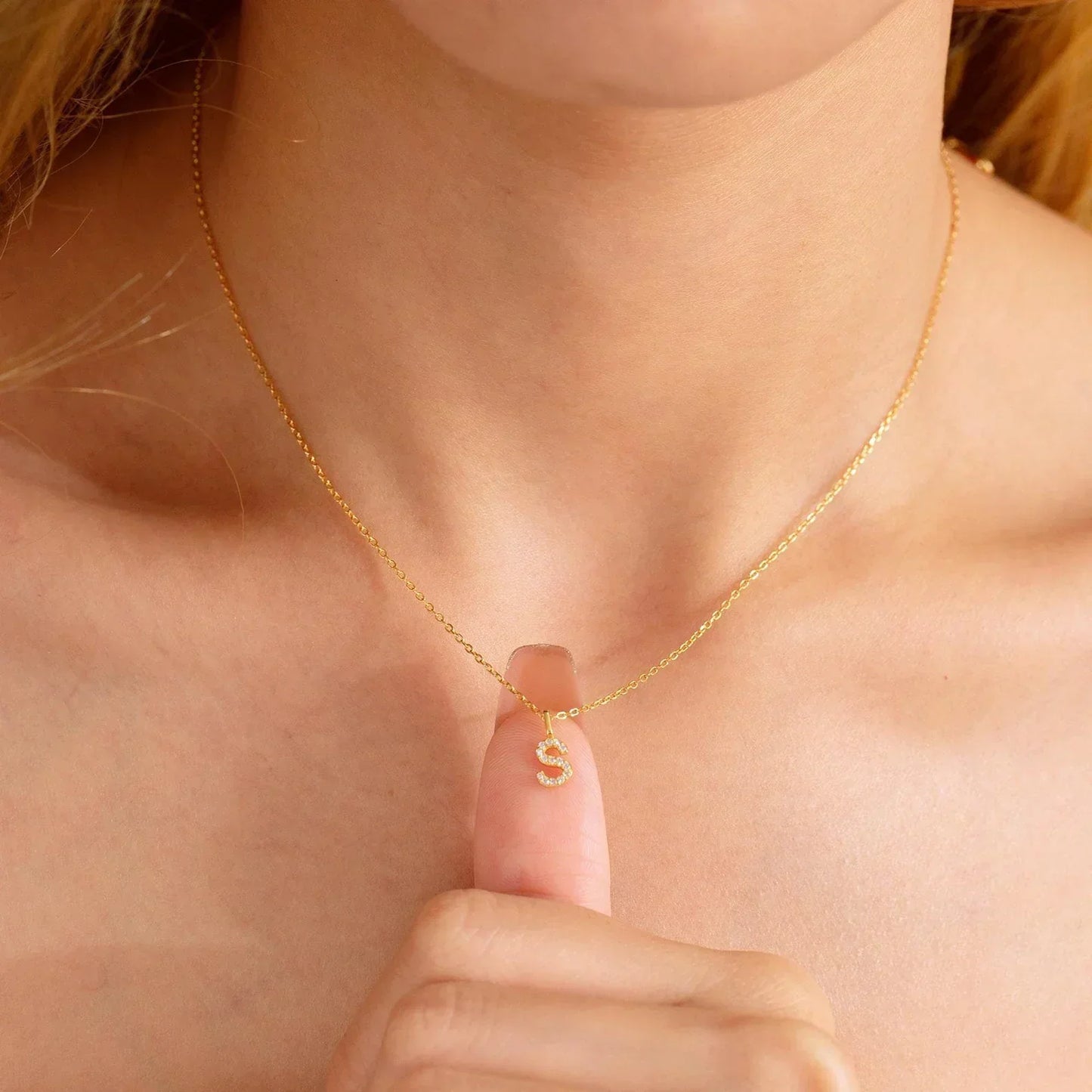 Personalisierte Pavé-Halskette mit Initialen