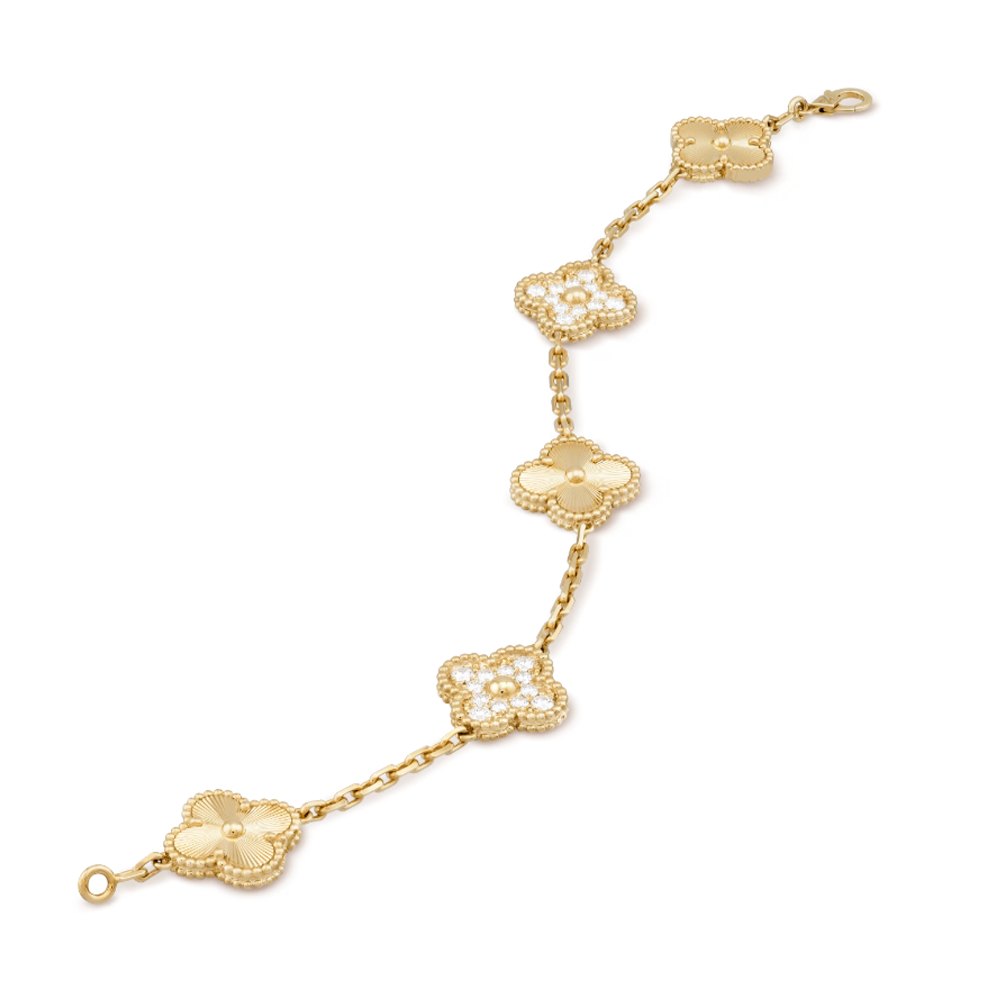 Bernsteinarmband - Gold / Rautenmuster