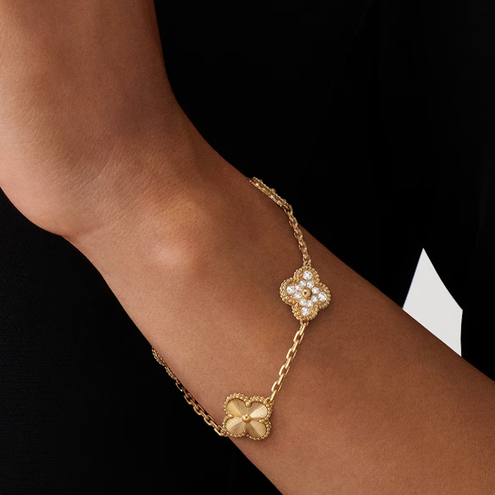 Bernsteinarmband - Gold / Rautenmuster