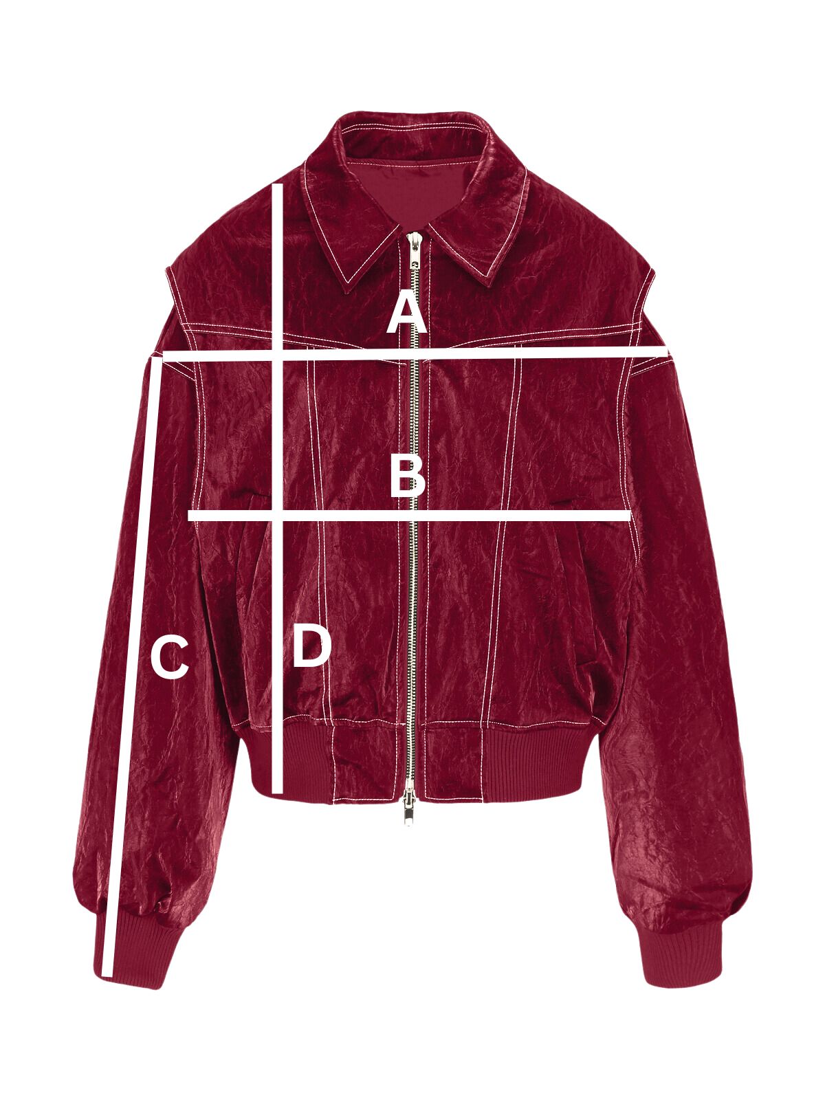 Oversize-Jacke mit Kontrastnähten in Rot