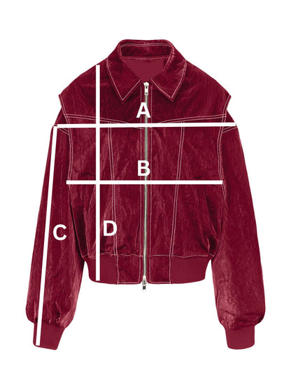 Oversize-Jacke mit Kontrastnähten in Rot